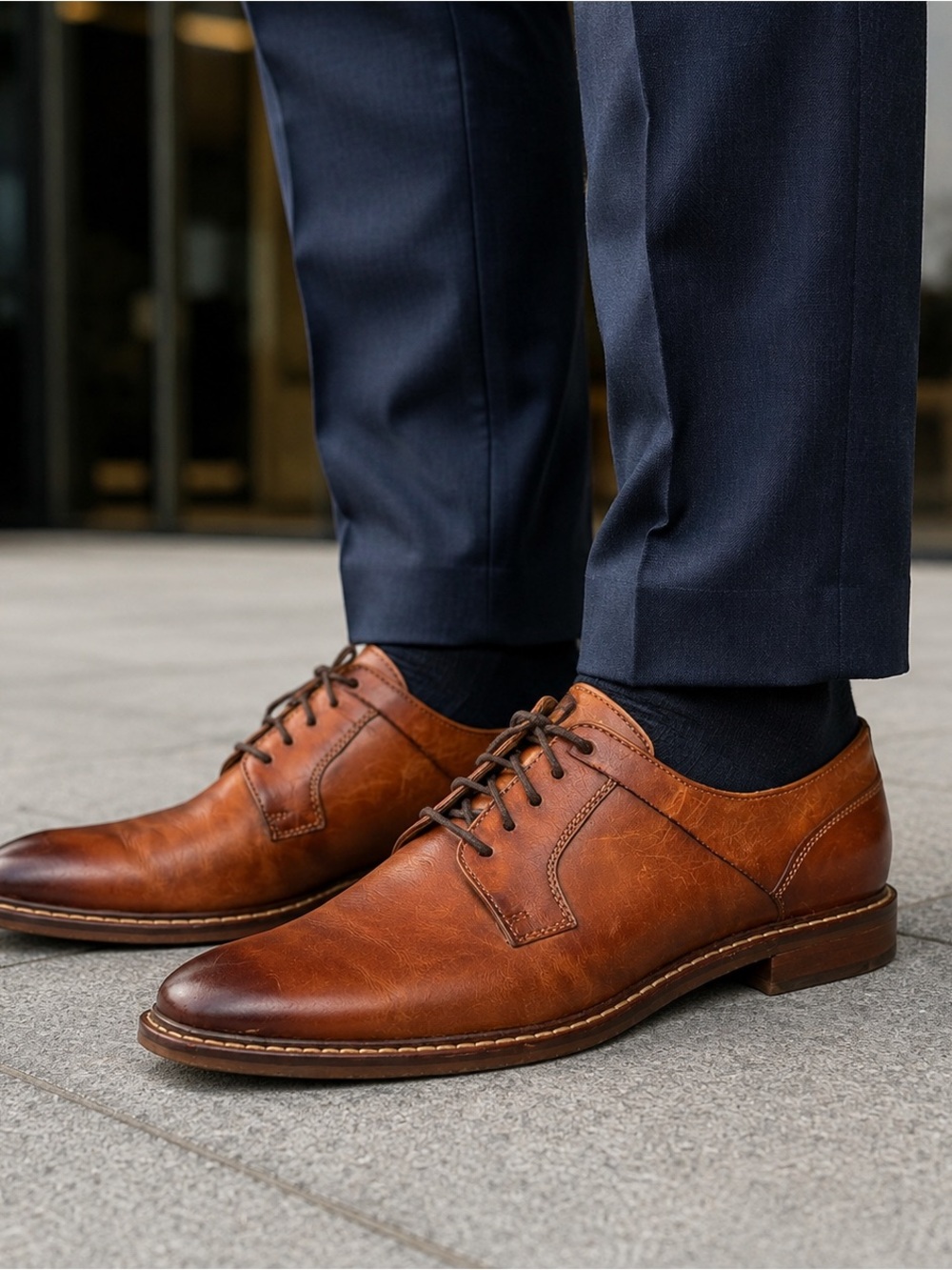 Giorgio Brutini Men’s 8.5M Cognac Leather Derby Dress Shoes
